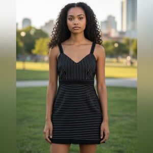 Derek Lam 10 Crosby Black Striped Bodycon Knit Dress Sleeveless Size 4